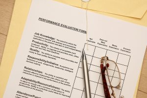 close up image of an employee performance evaluation form