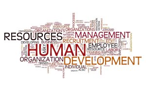 Human resources development concept in word tag cloud