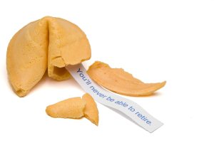 fortune cookie with fortune hanging out