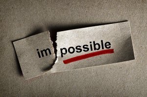 Word impossible transformed into possible. Motivation philosophy concept