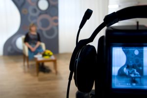 Video camera viewfinder recording in TV studio