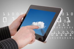 cloud computing concept - using cloud services on tablet