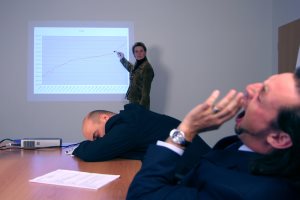 Boring presentation with sleeping attendees