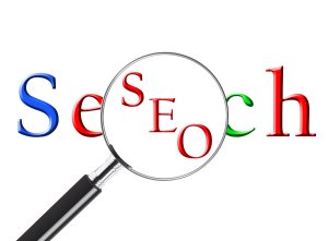 Magnifying glass over the word Search revealing SEO