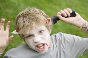 Young Boy With Scary Halloween Make Up