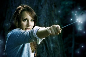 wizard girl with magic wand
