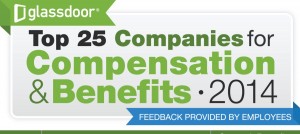 Glassdoor Top 25 Companies for Compensation & Benefits 2014 section