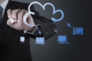 Businessman Working With A Cloud Computing Diagram 