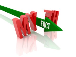 Arrow with word Fact breaks word Myth