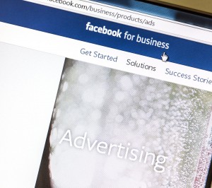 Facebook advertising page on a computer screen