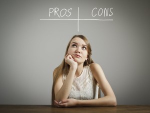 girl weighing pros and cons