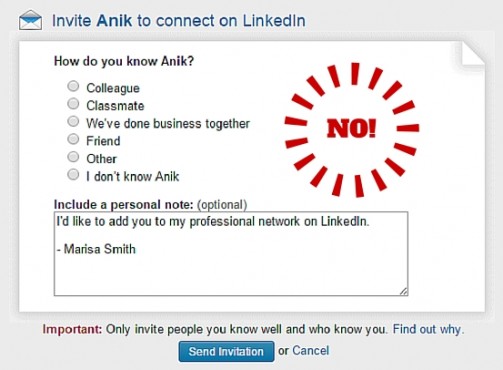 Canned LinkedIN invitation